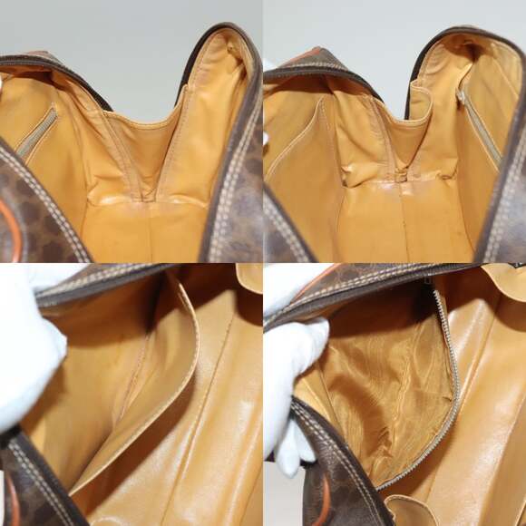 CELINE Macadam Canvas Hand Bag Pvc Leather Brown Gold - Picture 12 of 12